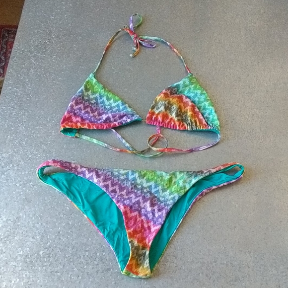 Vitamin A NWOT Bikini Reversible Rainbow Teal